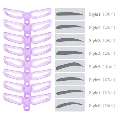 8 Pcs Different Shapes Reusable Eyebrow Stencils Kit