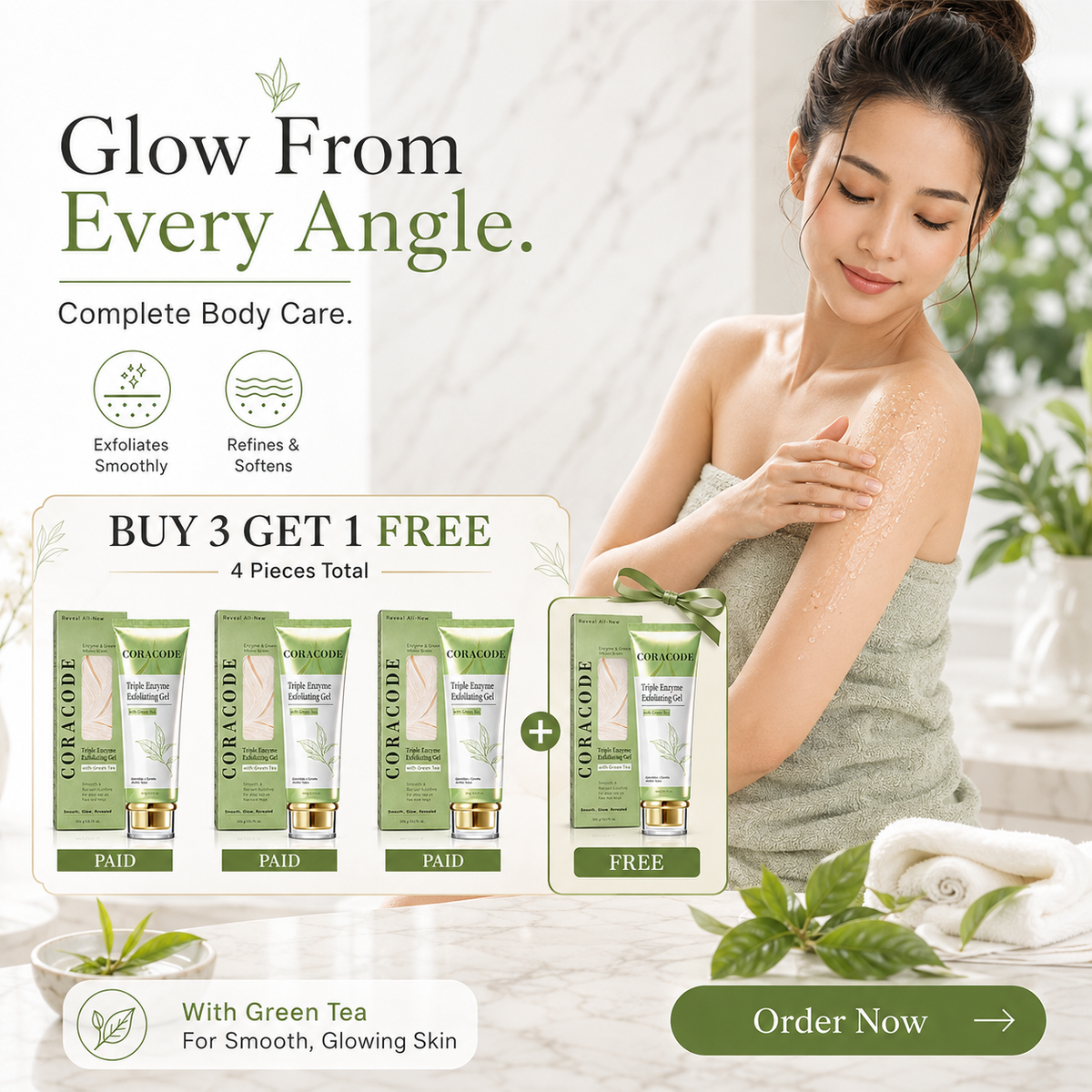 Coracode Triple Enzyme Exfoliating Gel with Green Tea