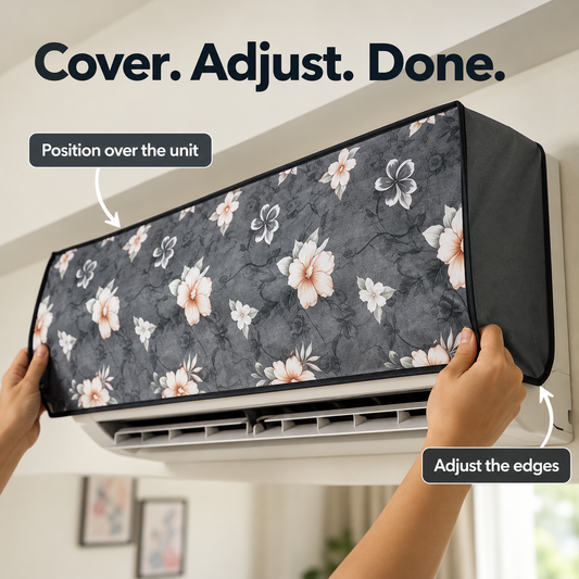 Floral Indoor & Grey Outdoor AC Cover Set