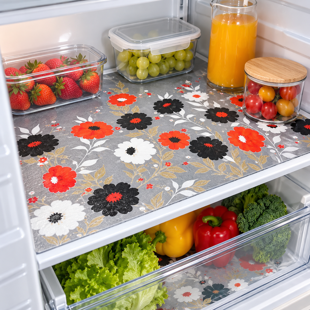 Floral FreshGuard Refrigerator Shelf Mats