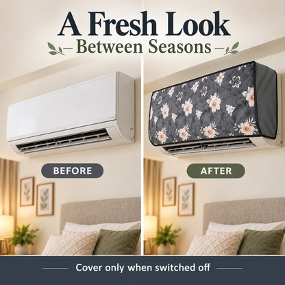 Floral Indoor & Grey Outdoor AC Cover Set