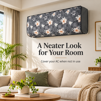 Floral Indoor & Grey Outdoor AC Cover Set