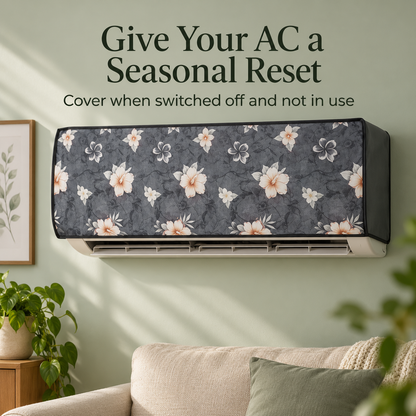 Floral Indoor & Grey Outdoor AC Cover Set
